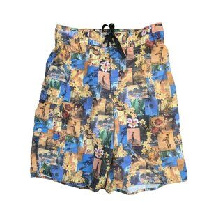 Ron Jon Surf Shop Mens Swim Board Shorts Hawaiian Collage Yellow Size 31
